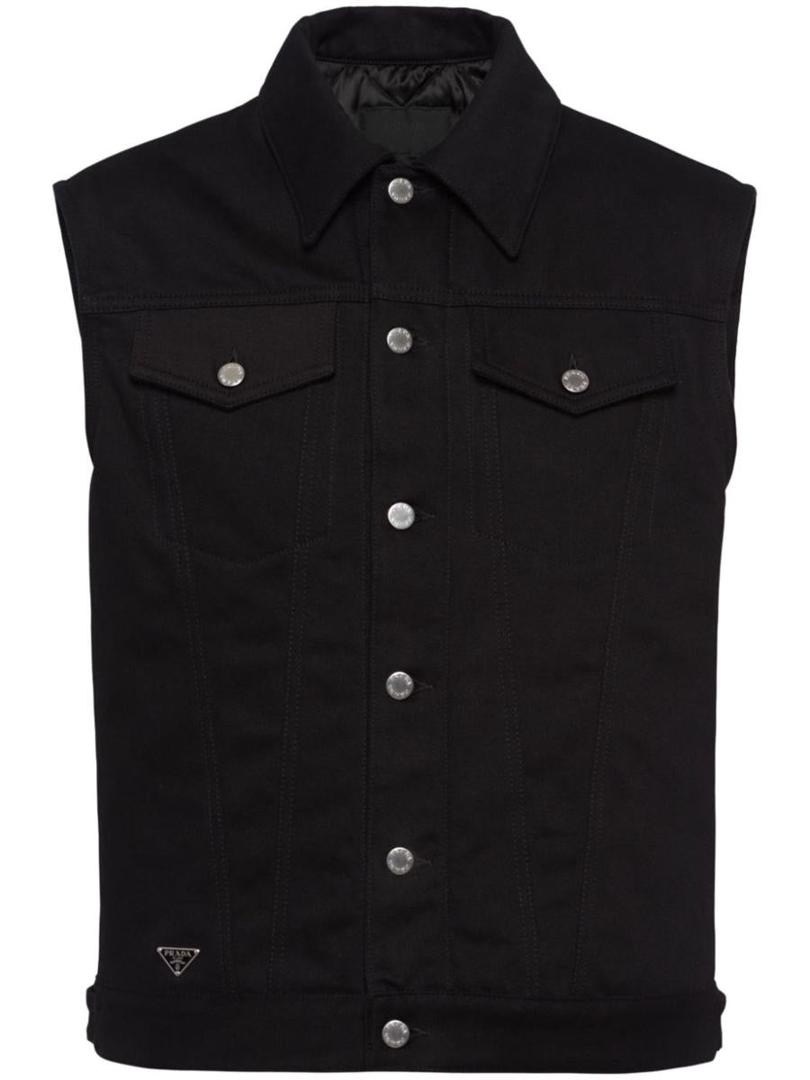 Prada Bull Button-Up Denim Gilet