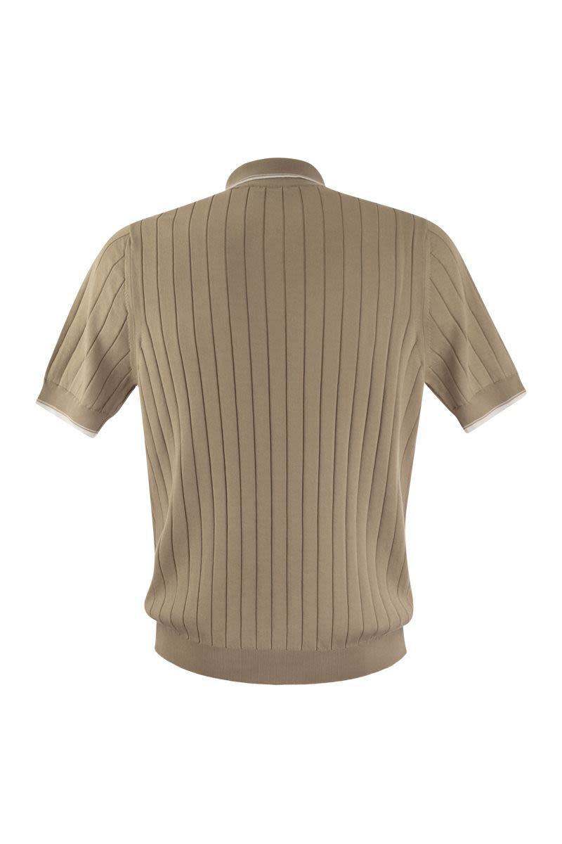 Peserico Polo Shirt In Pure Cotton Crepe Yarn With Flat Rib