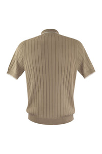 Peserico Polo Shirt In Pure Cotton Crepe Yarn With Flat Rib
