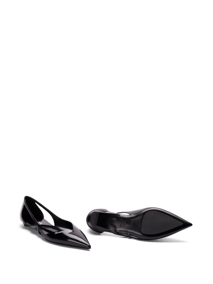 Prada 15Mm Cut-Out Leather Ballerina Shoes