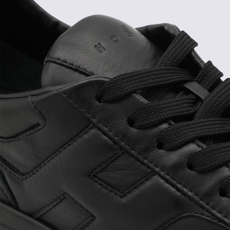 Hogan Black Leather Sneakers