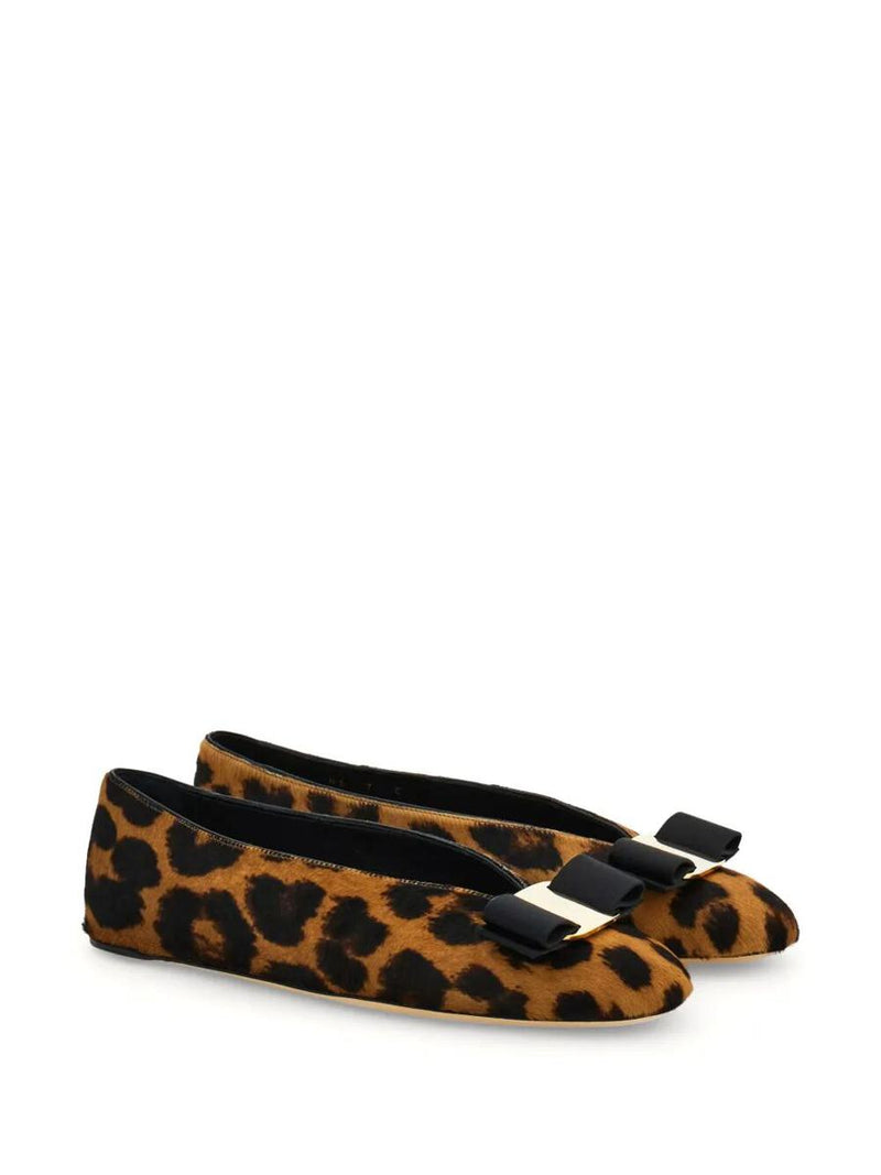 Salvatore Ferragamo Horsehair Printed Vanna Ballet Flats Shoes