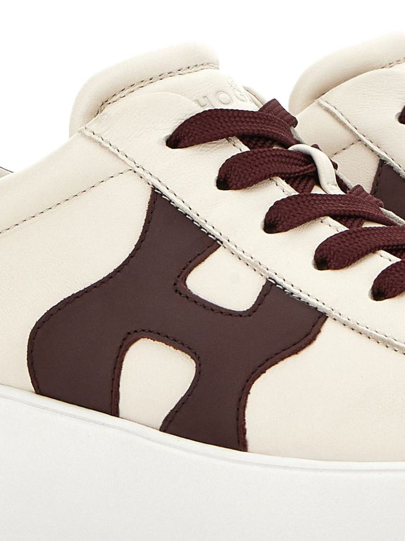 Hogan 'Rebel' Calf Leather Sneakers In Ivory
