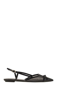 Stuart Weitzman Kitty - Leather And Transparent Fabric Slingback