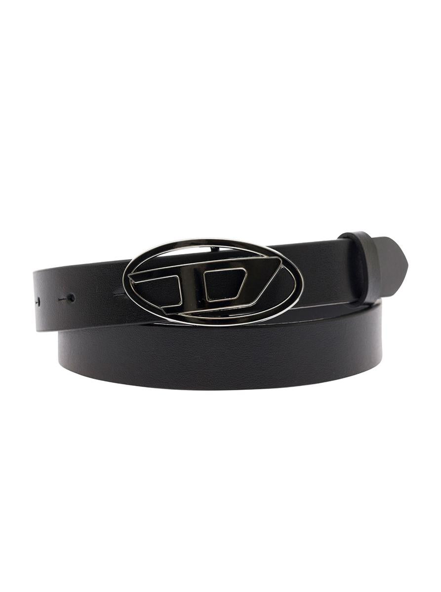 'B-1Dr' Black Belt With Oval D Buckle In Leather Woman