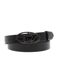 'B-1Dr' Black Belt With Oval D Buckle In Leather Woman