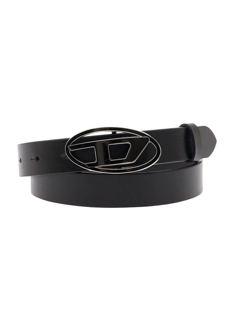 'B-1Dr' Black Belt With Oval D Buckle In Leather Woman