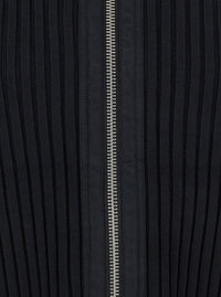 'K-Matty' Black Crewneck Ribbed Knit Sweatshirt With Front Zip Closure In Cotton Man