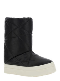 Black Down Filled And Quilted Ankle Boots In Leather Man
