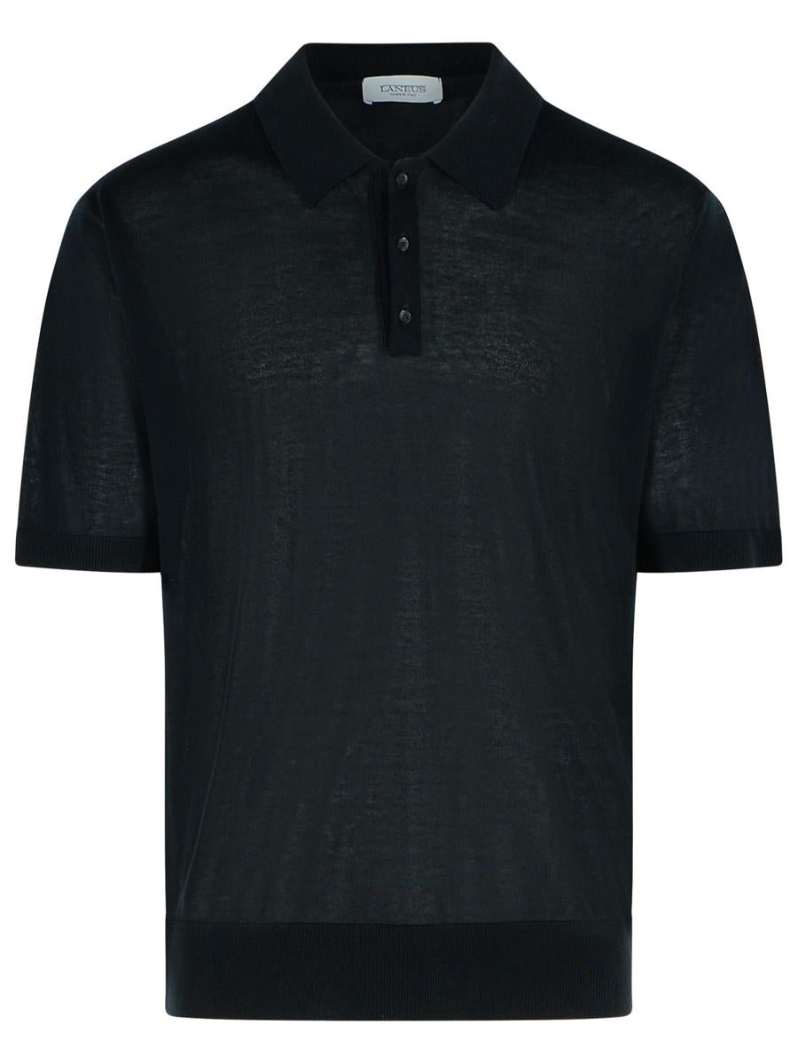 Laneus Black Lyocell Polo Shirt