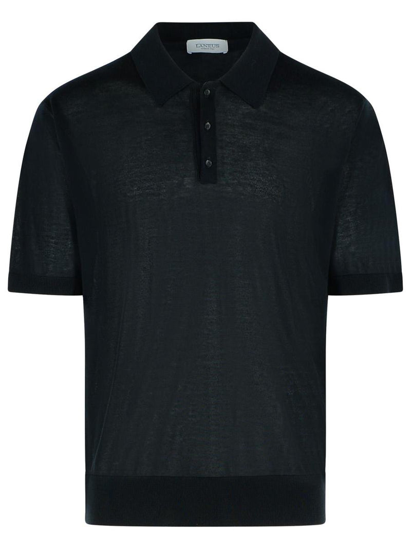 Laneus Black Lyocell Polo Shirt