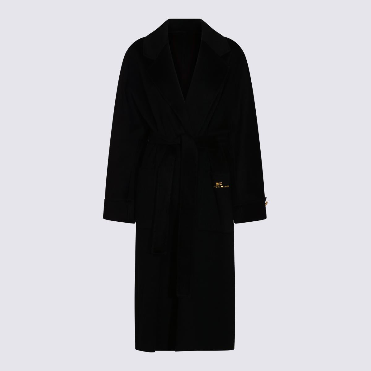 Elisabetta Franchi Black Wool Coat