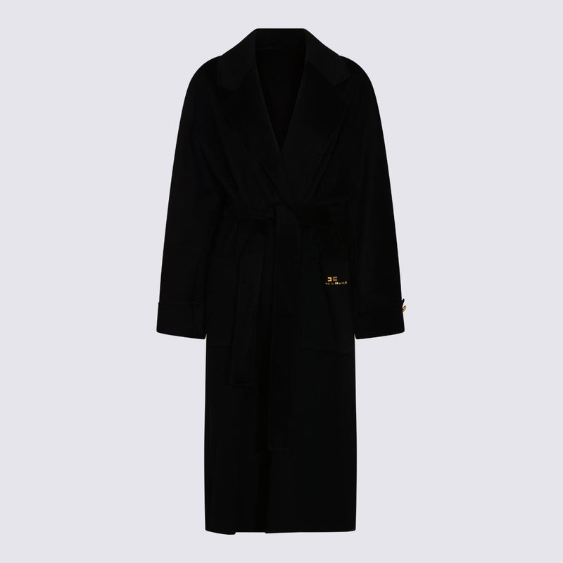 Elisabetta Franchi Black Wool Coat
