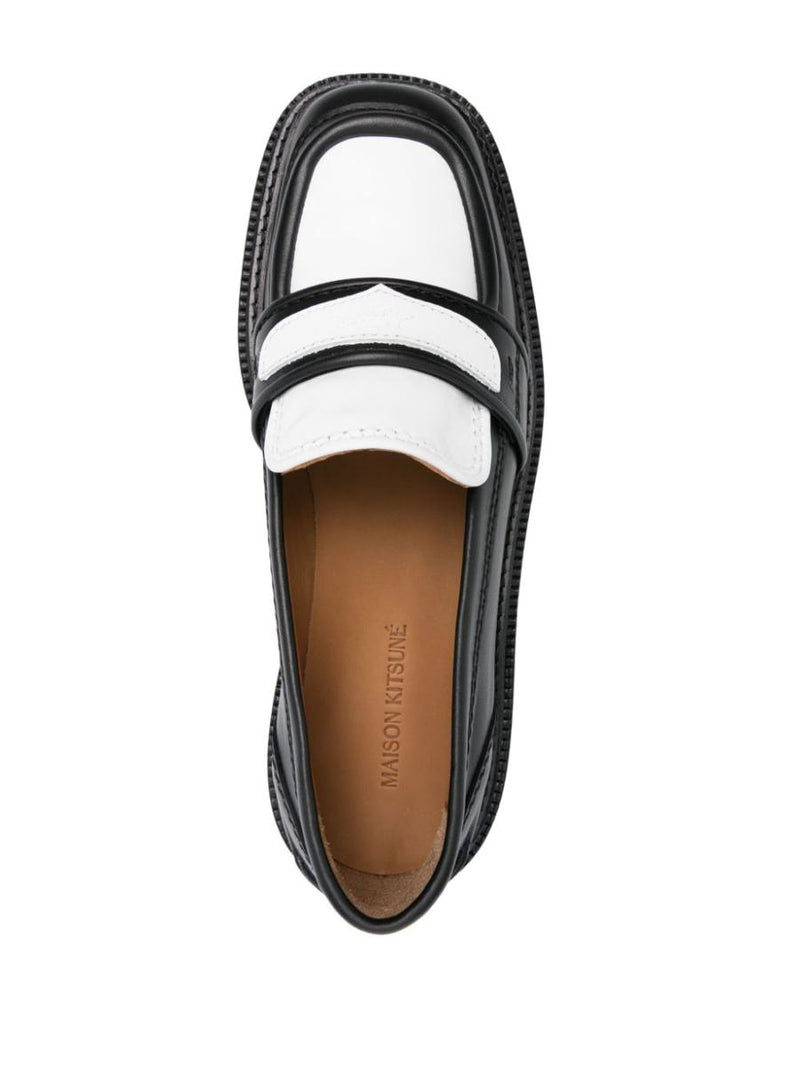 Maison Kitsuné Bicolor Leather Loafers Shoes