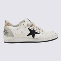 Golden Goose White And Gold Leather Ball Star Low Top