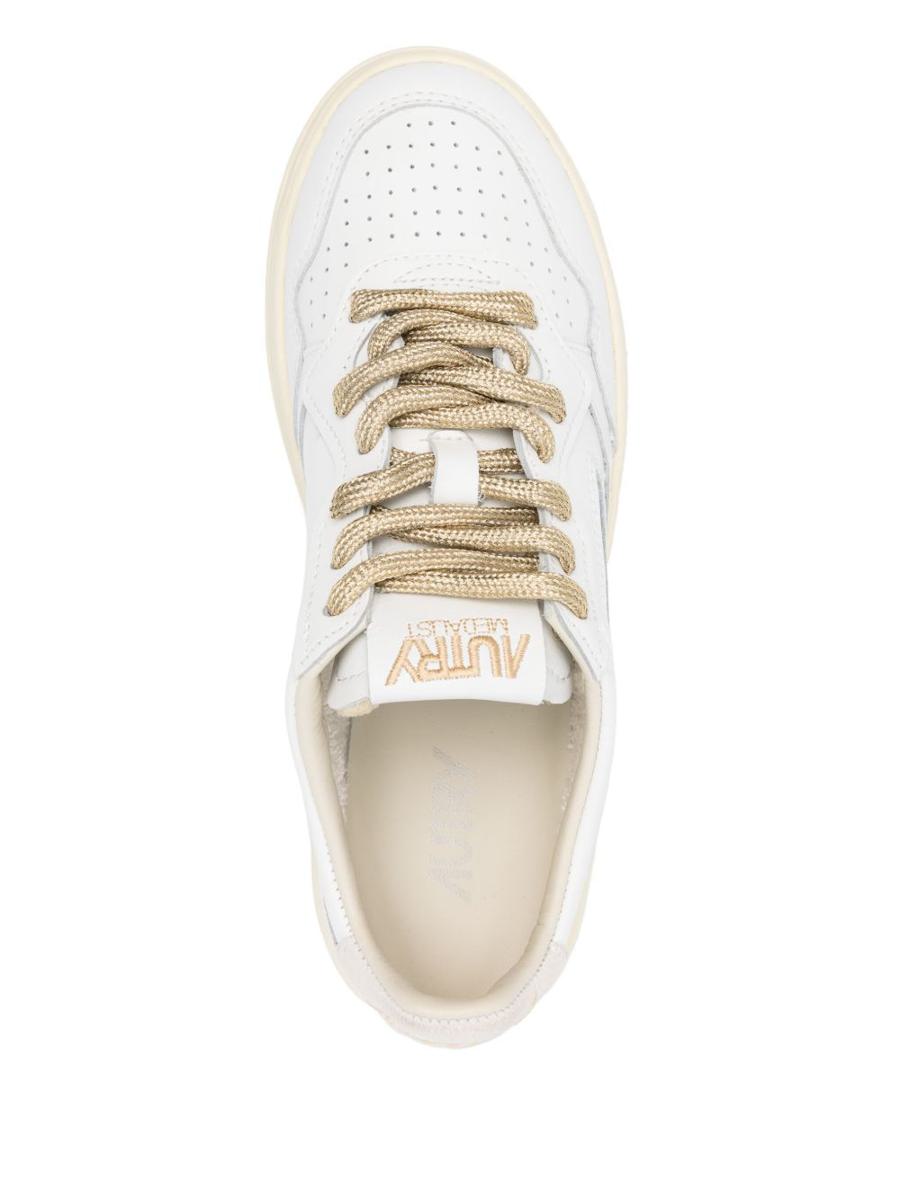 Autry 'Medalist' Sneakers In White Leather With Gold Laces