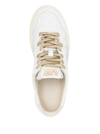 Autry 'Medalist' Sneakers In White Leather With Gold Laces