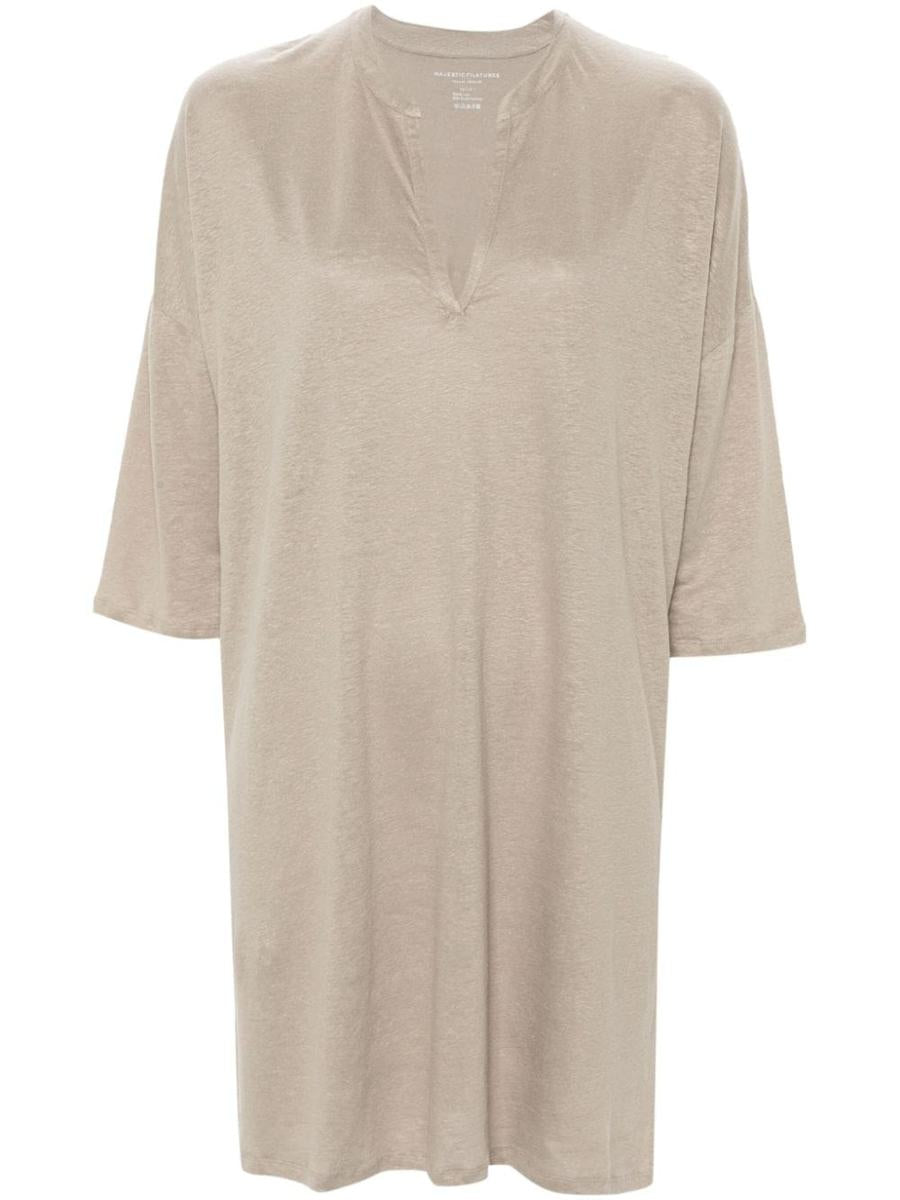 Majestic Filatures Linen Blend Tunic Dress