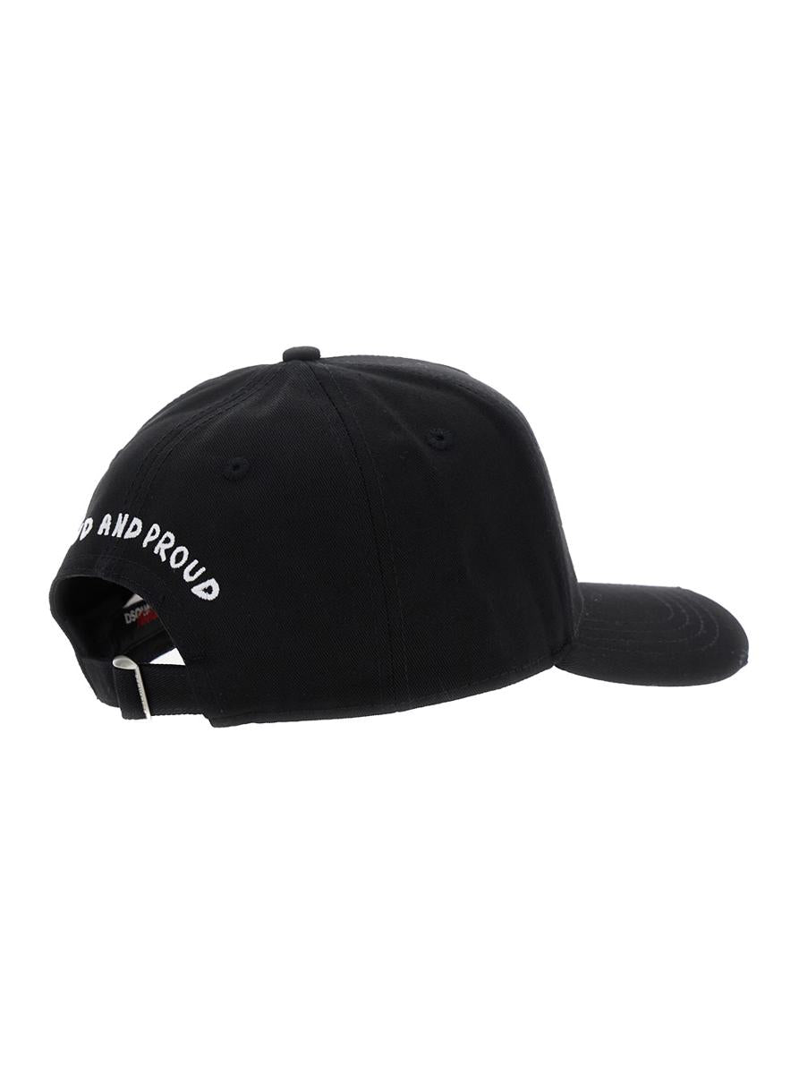 'D2 X Magliano' Black Baseball Cap With Logo Lettering On Front And Rear And Maxi Logo On The Side In Cotton Man