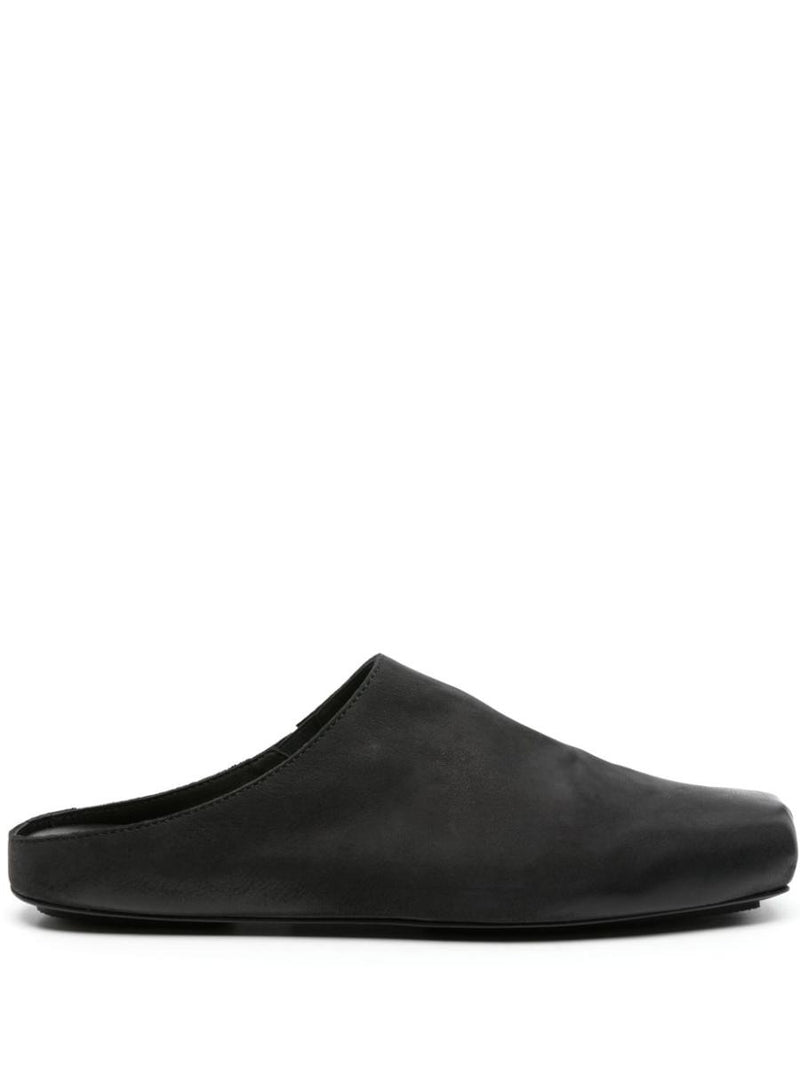 Uma Wang Leather Slippers With Square Toe