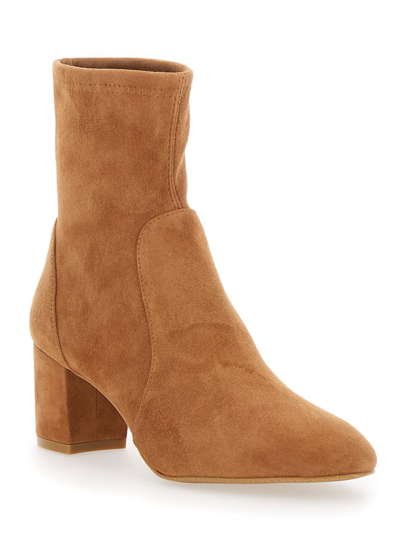'Yuliana' Beige Ankle Boots With Medium Block Heel In Ecoleather Woman
