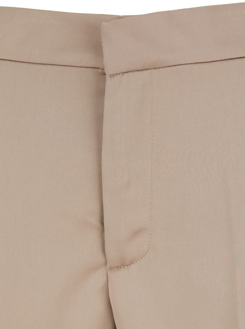 Beige Pants With Pences On The Front In Tech Fabric Woman