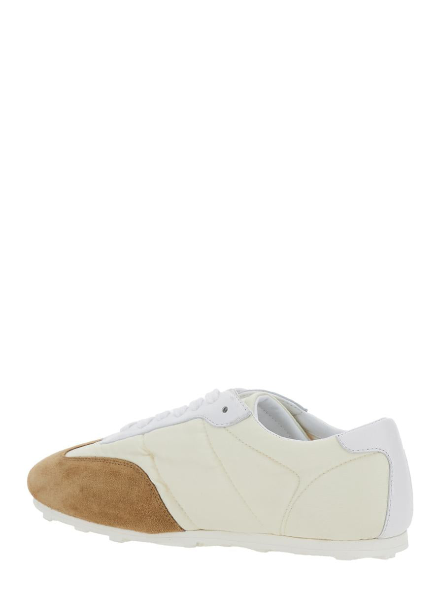 White Sneakers With Suede Details And Lettering Logo In Eco-Leather Woman
