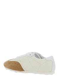 White Sneakers With Suede Details And Lettering Logo In Eco-Leather Woman