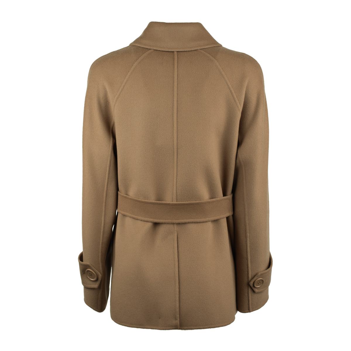 Max Mara Short Camel Trench Coat In Double Wool
