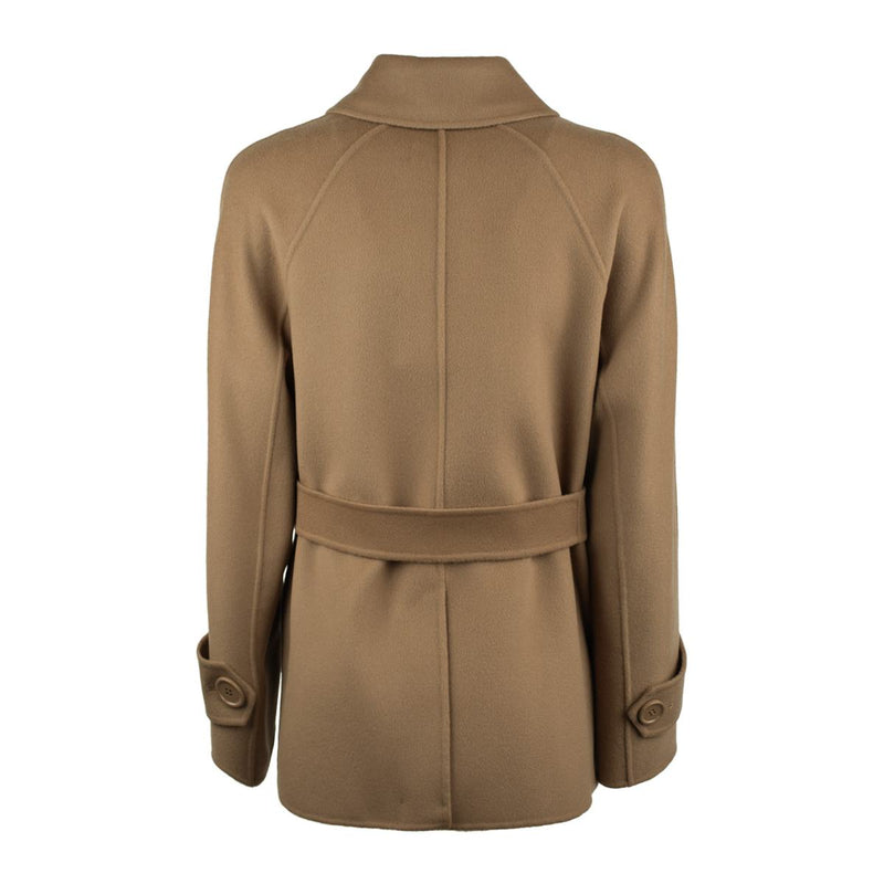 Max Mara Short Camel Trench Coat In Double Wool