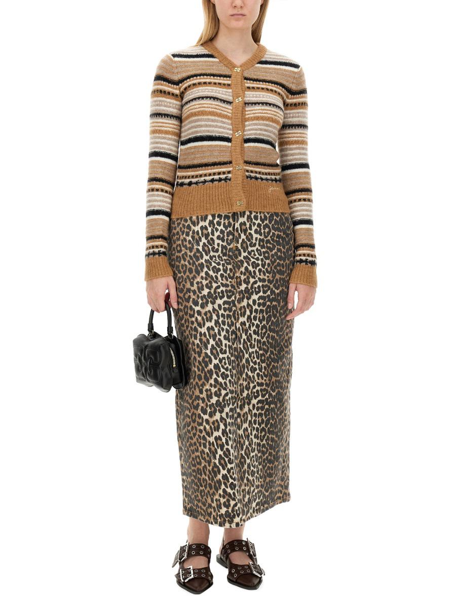 Ganni Cardigan With Stripe Pattern