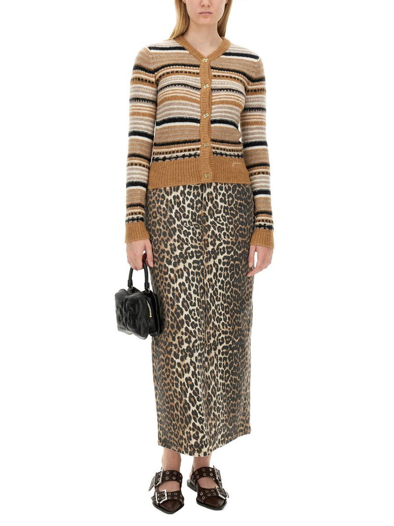 Ganni Cardigan With Stripe Pattern