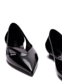 Prada 15Mm Cut-Out Leather Ballerina Shoes