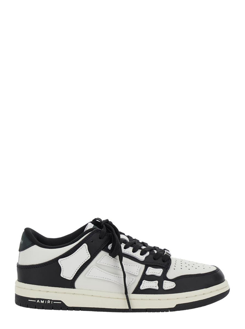 'Skel Top Low' Black And White Sneakers With Logo Patch On Thetongue And Contrasting Details On The Side In Leather Woman