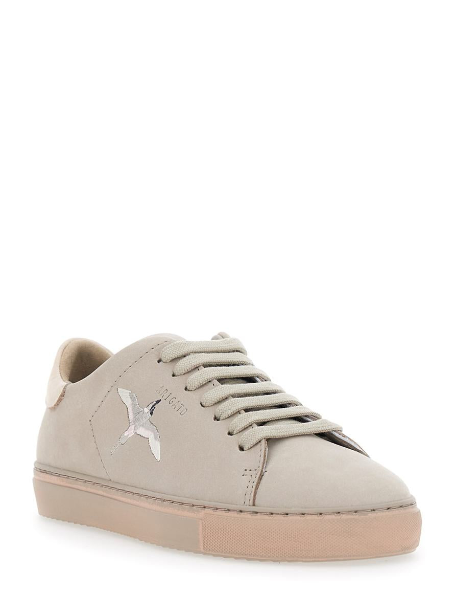 'Clean 90' Grey Low Top Sneakers With Logo Embroidery On The Side In Leather Woman