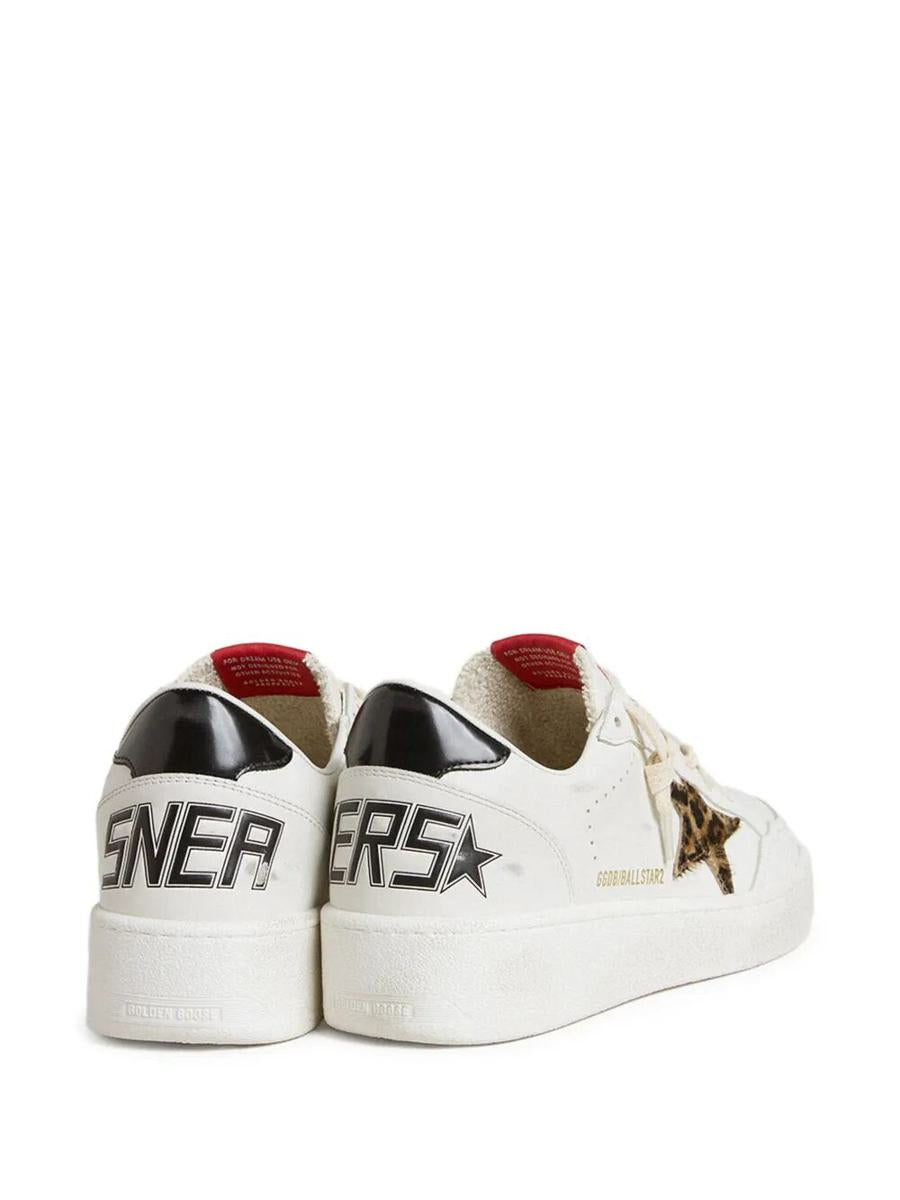Golden Goose Ball Star Sneakers With Leopard Pony Skin Star And Black Laminated Leather Heel Tab Shoes