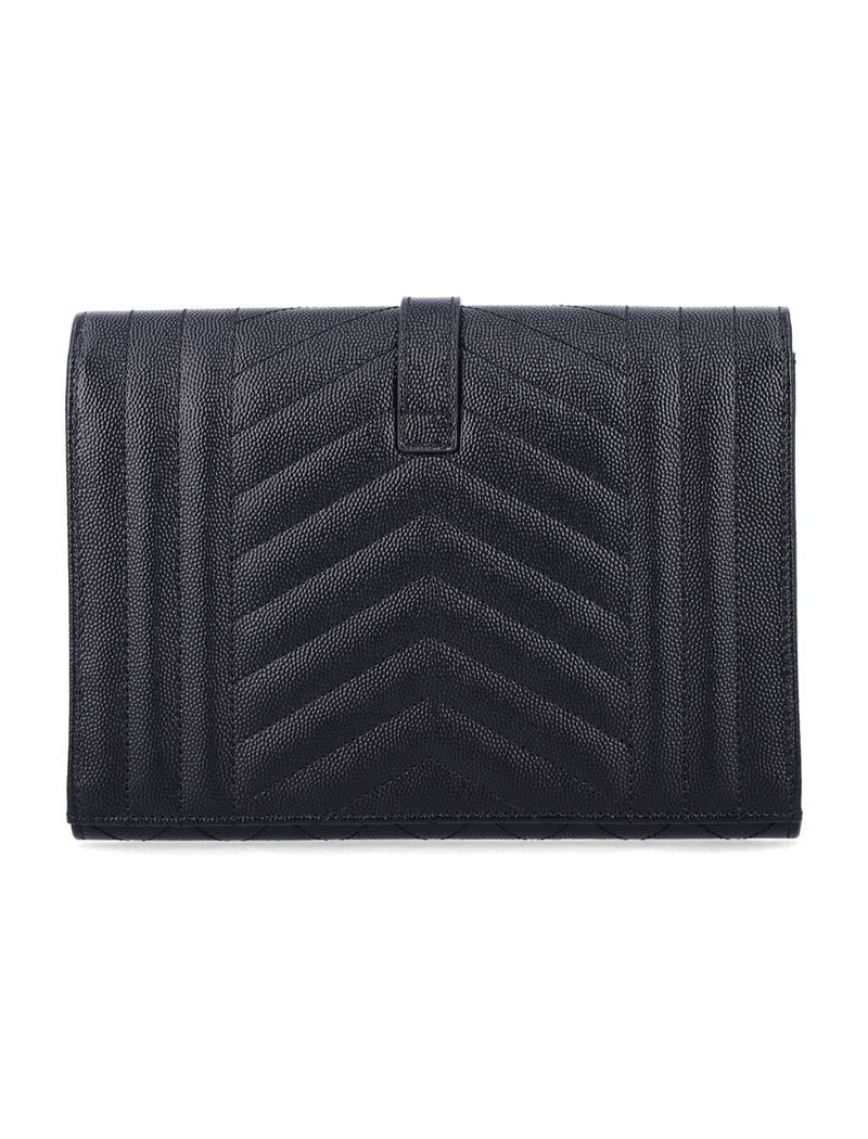Saint Laurent Envelope Flap Pouch In Mix Matelassé Grain De Poudre Leather