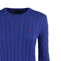 Ralph Lauren Royal Royal Rugby Blue Cotton Cable-Knit Crew Neck Sweater