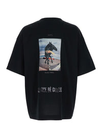 Black Oversize T-Shirt With Rear Graphic Print In Cotton Man