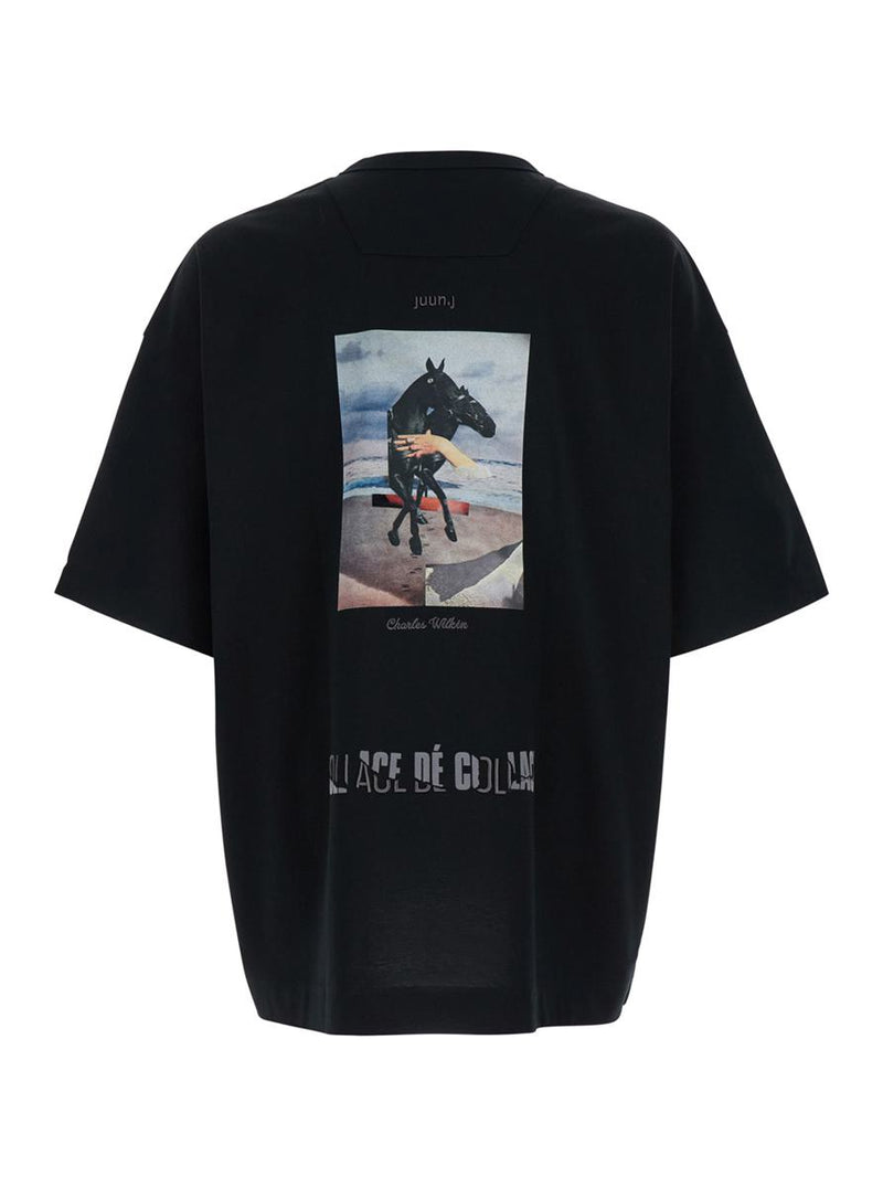 Black Oversize T-Shirt With Rear Graphic Print In Cotton Man