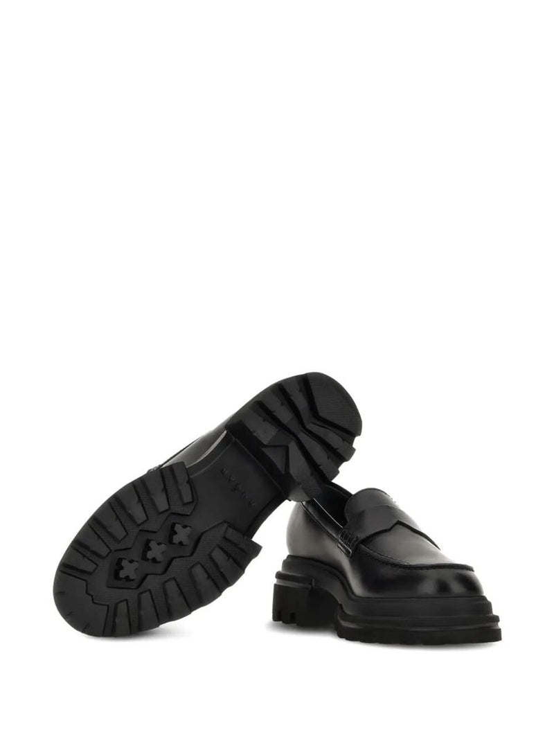Hogan 10-Storey Smooth Leather And Workwear Sole Loafers Shoes