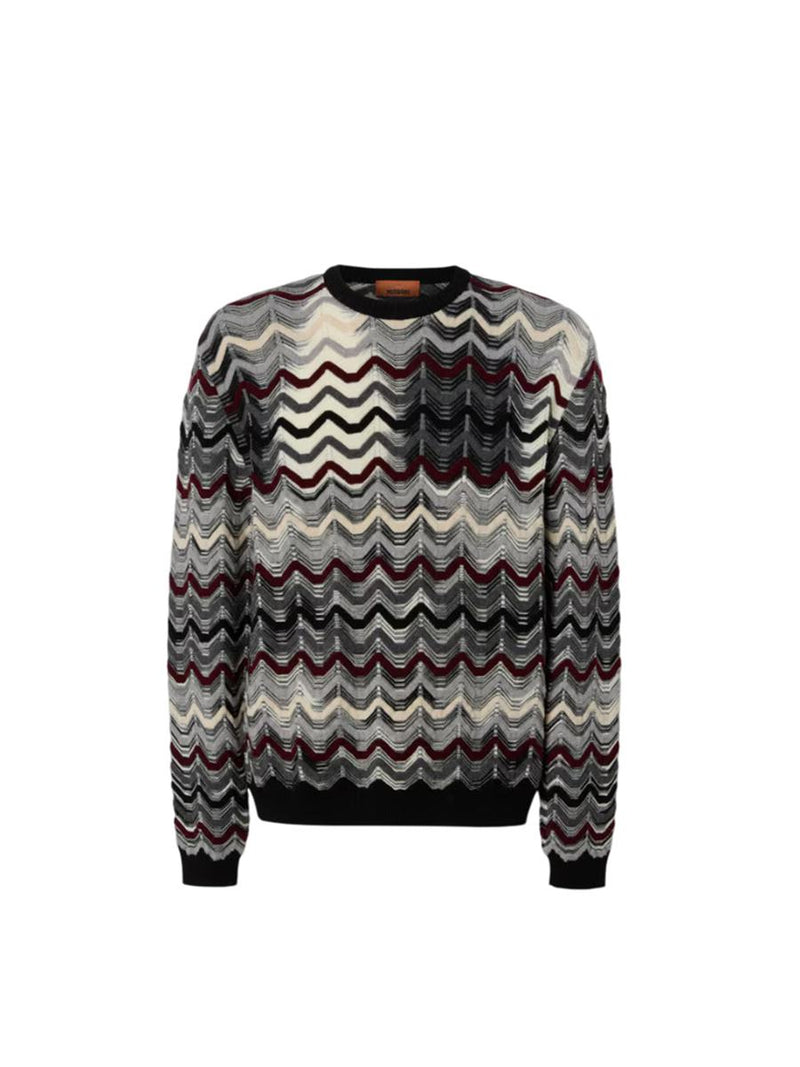 Missoni Crew-Neck Sweater With Geometric Zigzag Pattern