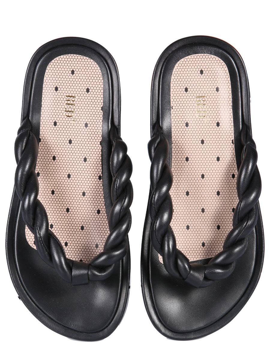 Red Valentino Leather Slide Sandals