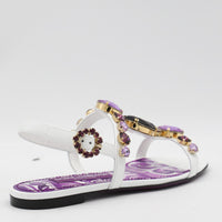 Dolce & Gabbana White And Violet Leather Sandals