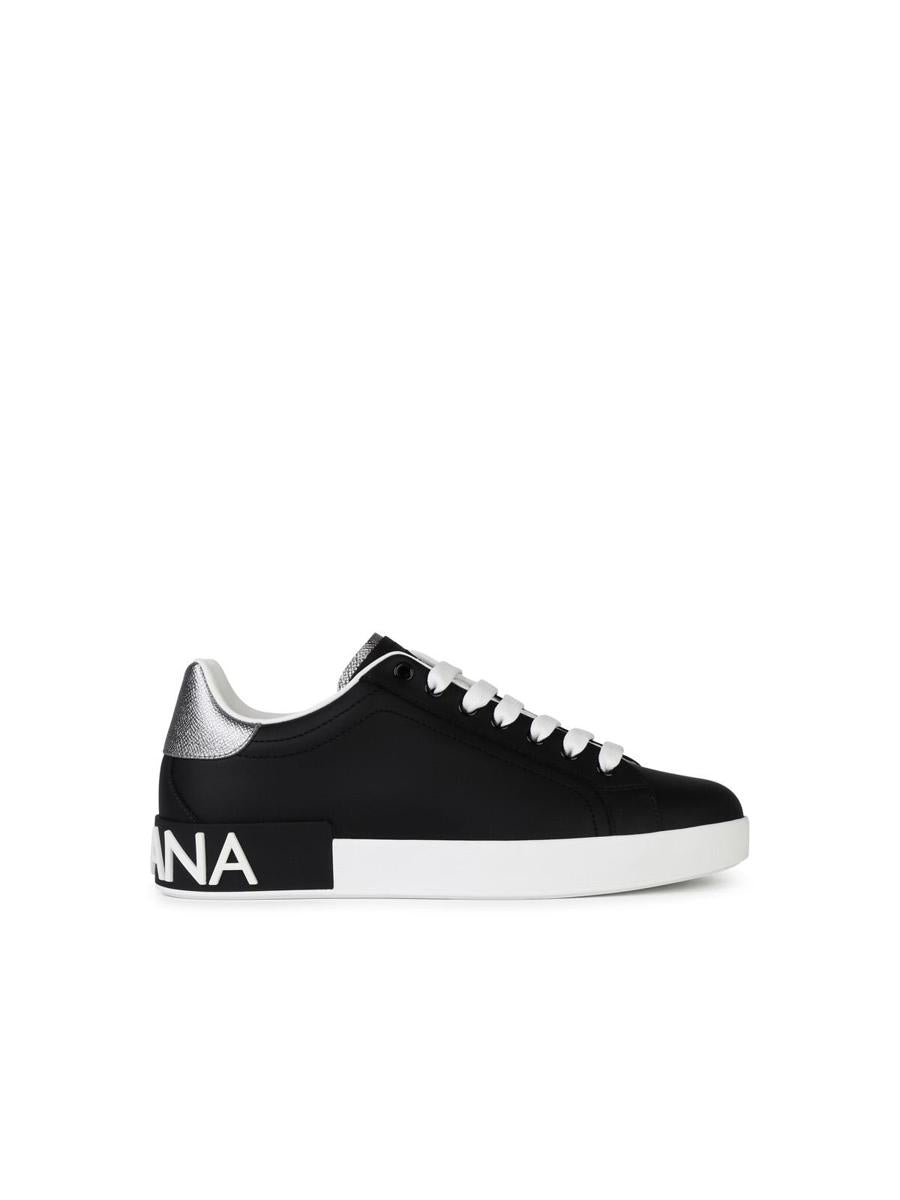 Dolce & Gabbana 'Portofino' Black Leather Sneakers