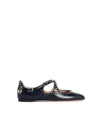 Bally 'Ballyrina' Black Leather Ballet Flats With Studs