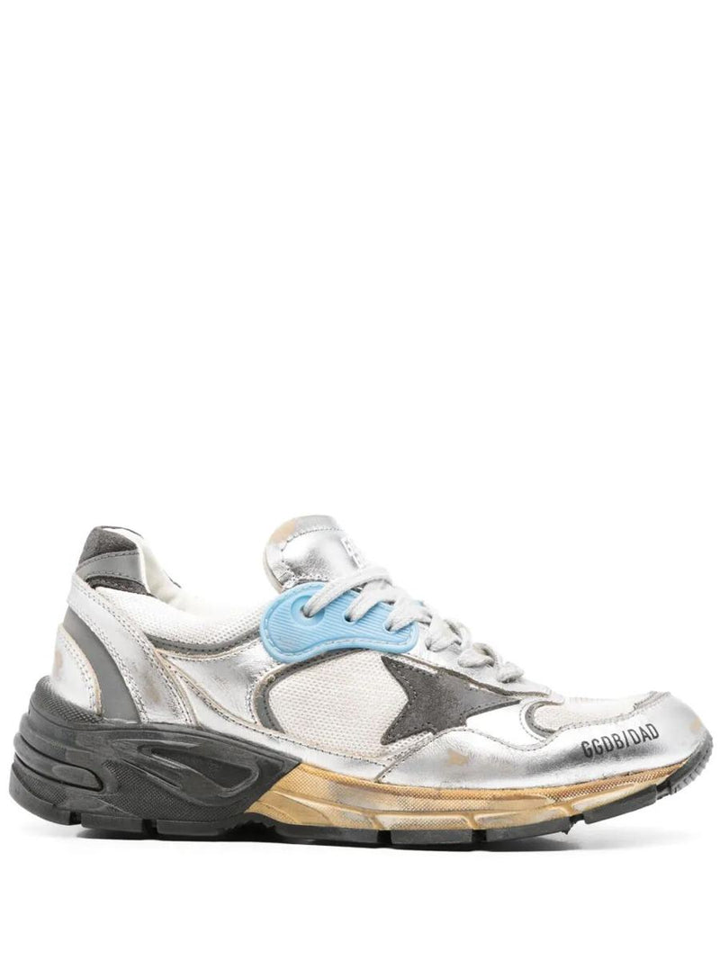 Golden Goose "Running Dad" Mesh And Laminated Leather Upper Suede Star Laminated Leather Toe And Tongue Shoes