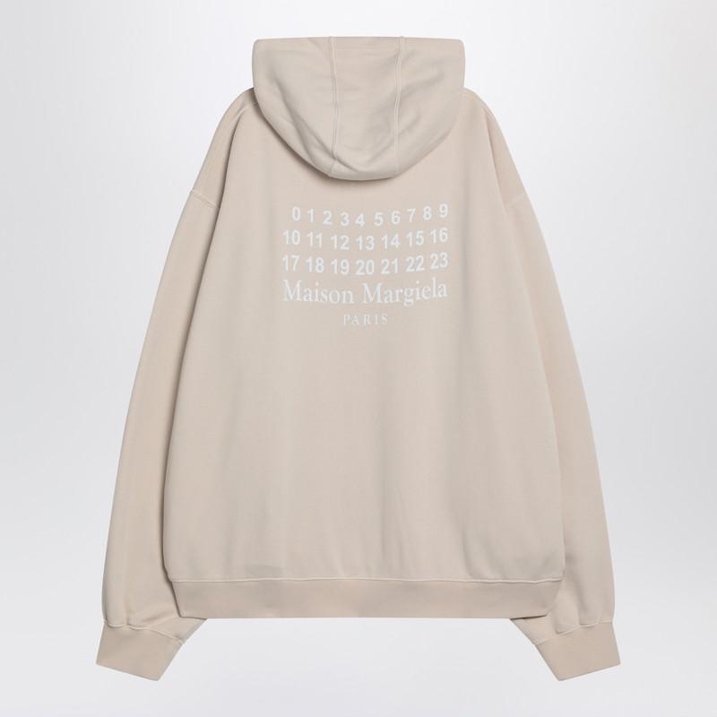Maison Margiela Oversized Écru Hoodie With Numeric Logo