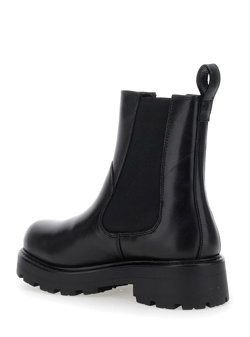 Black ‘Cosmo' Ankle Boots With Elasticated Inserts In Leather Woman