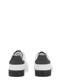 'Portofino' White Low Top Sneakers With Logo Lettering On The Rear In Leather Man